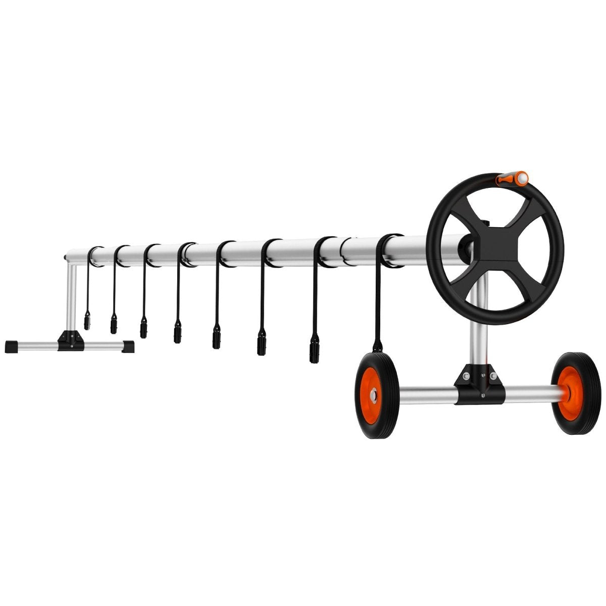 Aluminum Pool Cover Reel with Rubber Wheels and Sandbags - Spa - Migo Hot Tub Covers