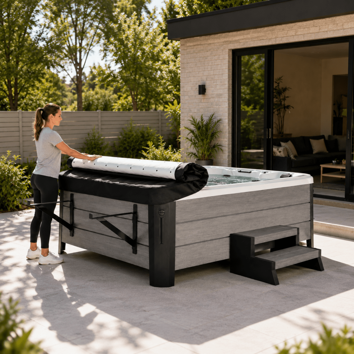 Custom Rollaway Hot Tub Cover - Spa-Migo Hot Tub Covers
