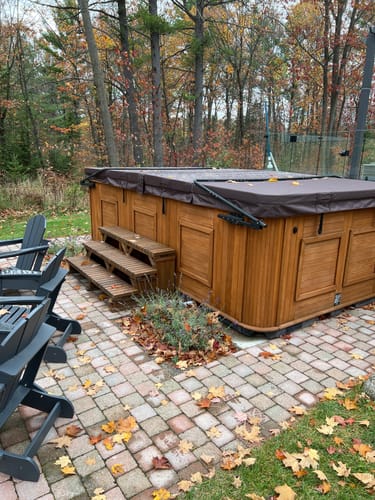 Customer photo review of a custom swim spa cover